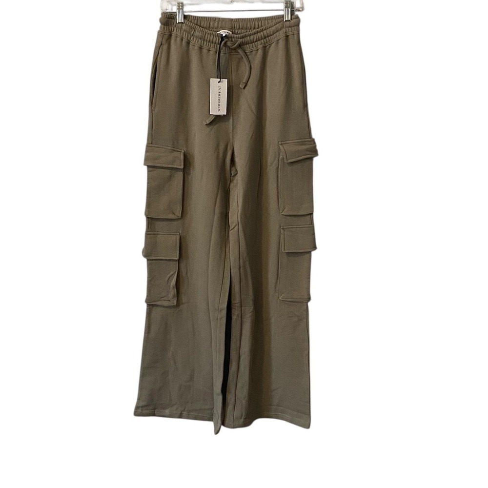 WE WORE WHAT Cargo Sweatpants Stone Fleece Wide‎ Leg Drawstring Size XS Baggy